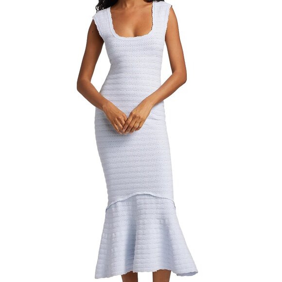 LoveShackFancy | Leigh Pointelle Knit Midi Dress Blue | NWT - Picture 1 of 16